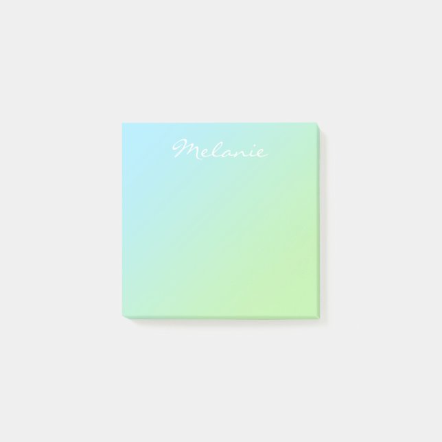 Moderne Aqua-Blau-Grün-Ombre-Schrift Post-it Klebezettel (Vorderseite)