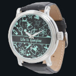 Moderne aqua blaue Biochemie Leben ist komplex Armbanduhr<br><div class="desc">Moderne aqua blauen biochemischen Leben ist komplexe Biologie-Chemie molekulare Biologie dna basiert coolen niedlichen Muster für Lehrer Professoren und Uni gehen Schüler.fühlen sich frei zu kontaktieren für benutzerdefinierte Arbeit.</div>