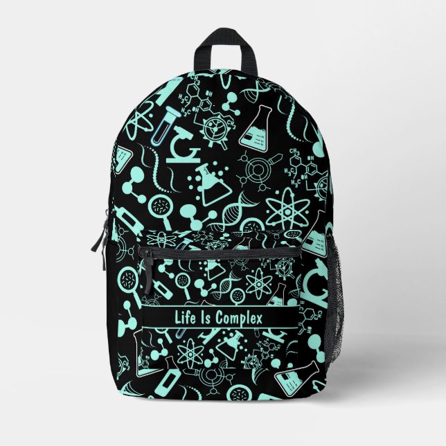 Moderne aqua blaue Biochemie Leben ist komplex Bedruckter Rucksack (Vorderseite)