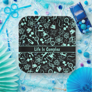 Moderne aqua blaue Biochemie Leben ist komplex Pappteller