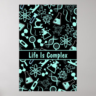 Moderne aqua blaue Biochemie Leben ist komplex Poster