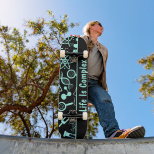 Moderne aqua blaue Biochemie Leben ist komplex Skateboard