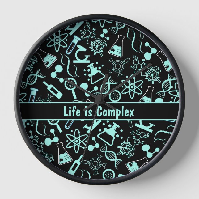 Moderne aqua blaue Biochemie Leben ist komplex Uhr (Vorderseite)