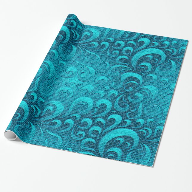 Moderne Aqua Blue Trendy Geschenkpapier (Ungerollt)