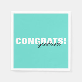 Moderne Aqua Blue Typografy Glückwunschs Graduate Serviette