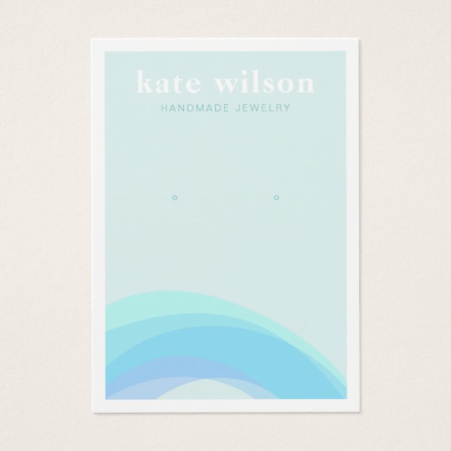 Moderne Aqua Blue Waves Earring Display Card (Vorderseite)