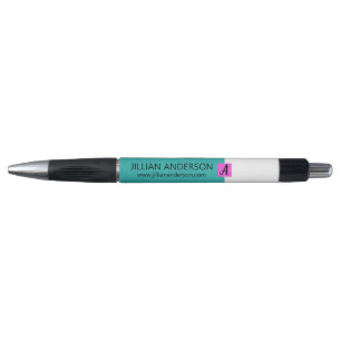Moderne Aqua-Farbblock-Monogramm Kugelschreiber