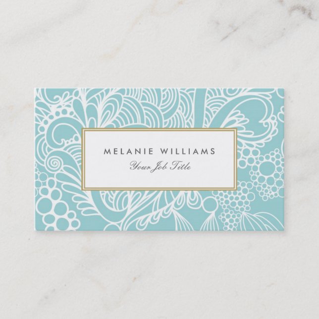 Moderne Aqua Floral Business Cards Visitenkarte (Vorderseite)
