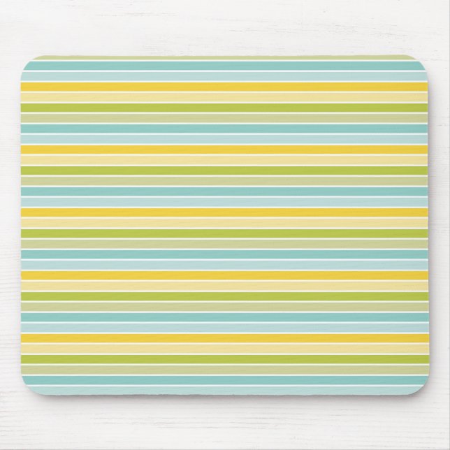 Moderne Aqua-Gelbe Streifen Mousepad (Vorne)