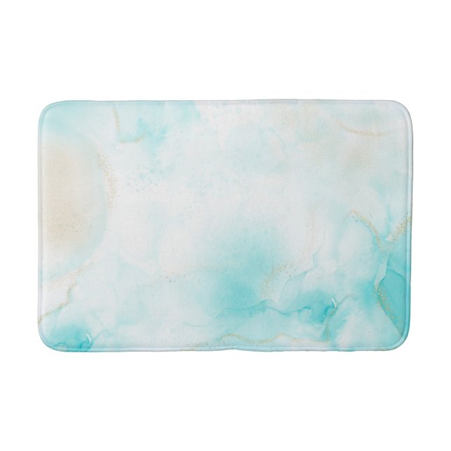 Moderne Aqua Gold Alkohol Am Meer Badematte (Vorderseite)