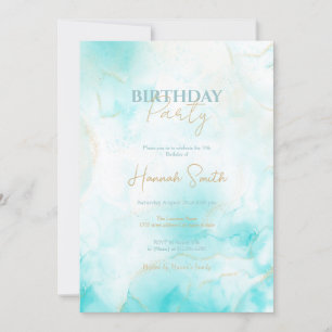 Moderne Aqua Gold Alkohol Am Meer Einladung