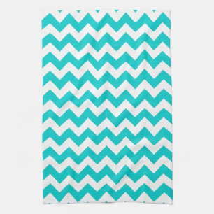 Moderne aqua-korallenrote Chevron-Küchenhandtuch Küchentuch
