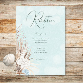 Moderne Aqua Ocean Muscheln Hochzeitsempfang Begleitkarte