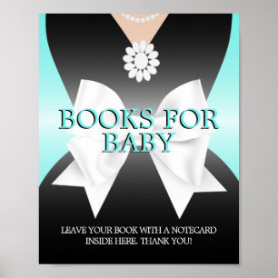 Moderne Aqua Tiffany Bücher für Babydusche Zeichen Poster