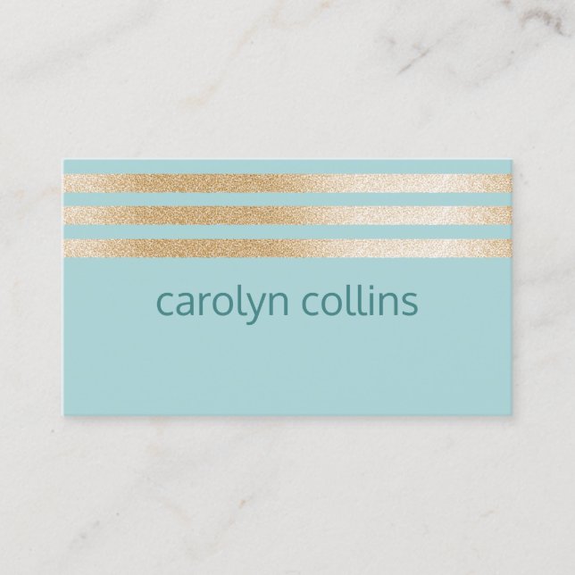 Moderne Aqua und Gold Business Card Visitenkarte (Vorderseite)