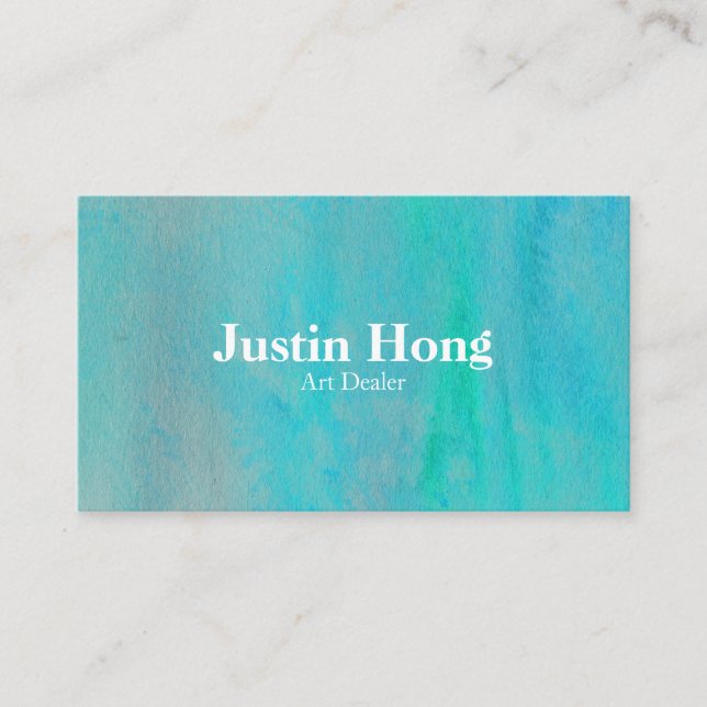 Moderne Aqua Watercolor Businesscard Vorlage Visitenkarte (Vorderseite)