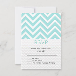 Moderne Aqua Zickzack Wedding RSVP Card Karte