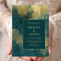 Moderne Aquamarin Blue Gold Abstrakte Hochzeit