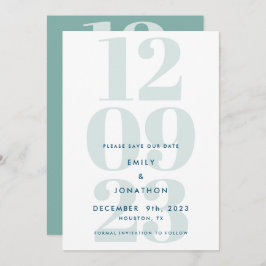 Moderne Aquamarin Datumstyppografie Save The Date
