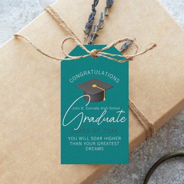 Moderne Aquamarin Graduate Custom Graduate Party Geschenkanhänger (Von Creator hochgeladen)