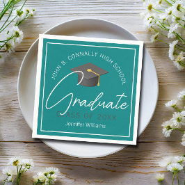 Moderne Aquamarin Graduate Custom Graduate Party Serviette