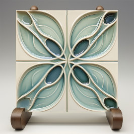 Moderne Aquamarin Taupe Abstrakt Fliese