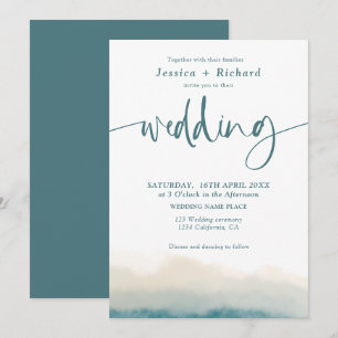 Moderne aquamarine Aquarellschrift Einladung