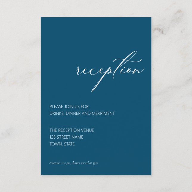 Moderne Aquamarine Arsch-Empfang-Umschließkarte Begleitkarte (Vorderseite)