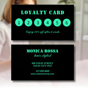 Moderne, Aquamarine Black Loyalty Cards