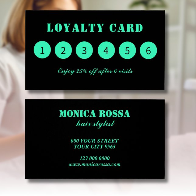 Moderne, Aquamarine Black Loyalty Cards (Von Creator hochgeladen)