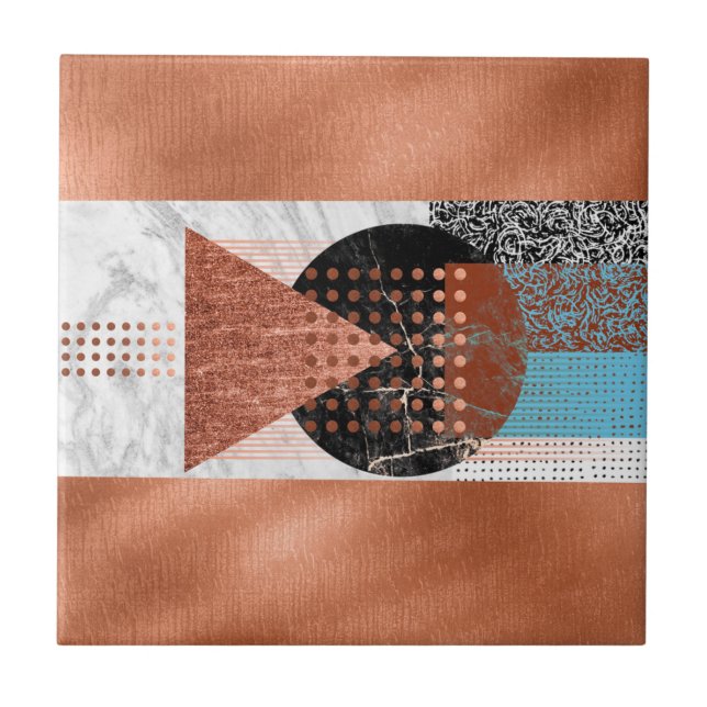 Moderne, Aquamarine, blaue, geometrische Muster au Fliese (Vorderseite)