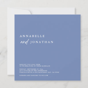 Moderne Aquamarine Blauweiße Hochzeit Einladung