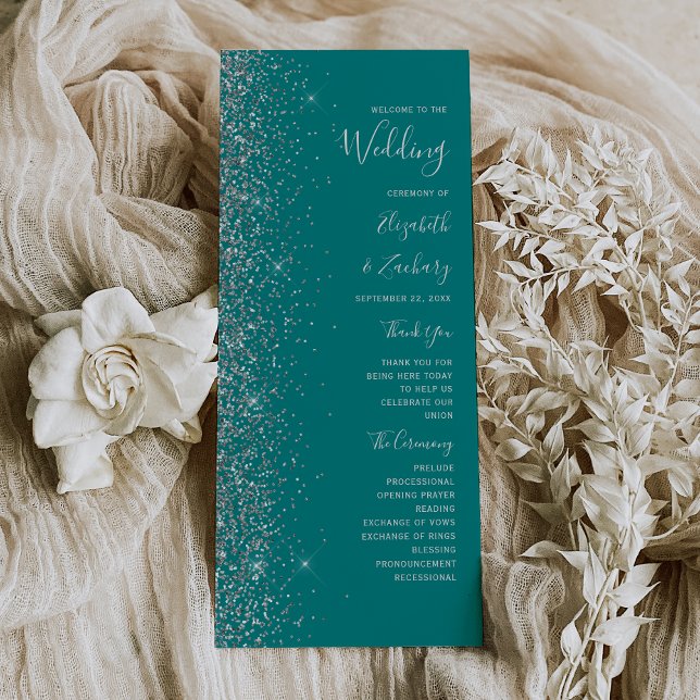 Moderne Aquamarine Blue Silver Glitzer Edge Weddin (Von Creator hochgeladen)