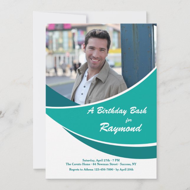 Moderne Aquamarine Foto-Einladung Einladung (Vorderseite)