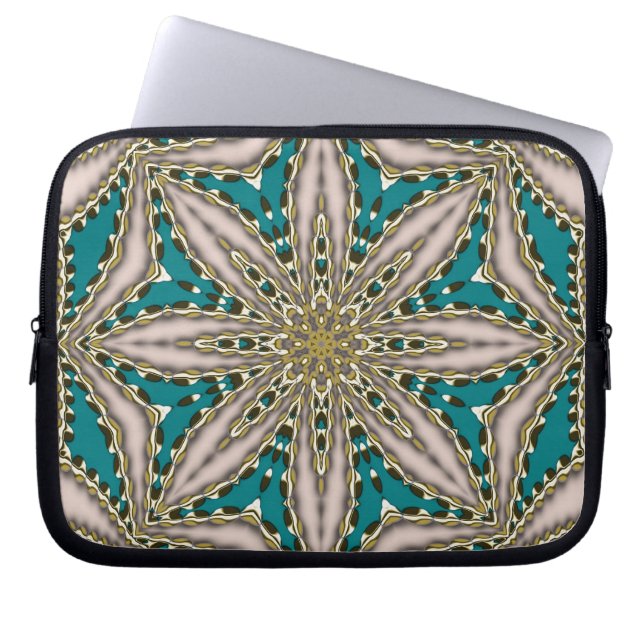 Moderne Aquamarine geometrische Blume personalisie Laptopschutzhülle (Vorderseite)