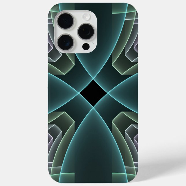 Moderne Aquamarine geometrische Fraktal-Grafik Case-Mate iPhone Hülle (Rückseite)
