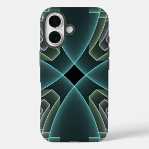 Moderne Aquamarine geometrische Fraktal-Grafik iPhone 16 Hülle