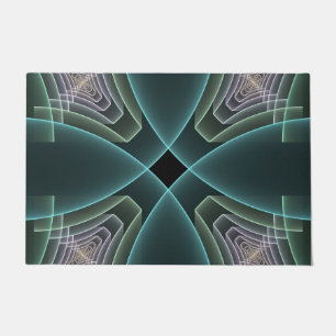 Moderne Aquamarine geometrische Fraktal-Grafik Fußmatte