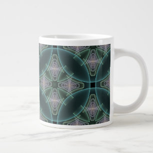 Moderne Aquamarine geometrische Fraktal-Grafik Jumbo-Tasse