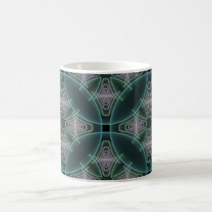Moderne Aquamarine geometrische Fraktal-Grafik Kaffeetasse