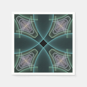Moderne Aquamarine geometrische Fraktal-Grafik Serviette
