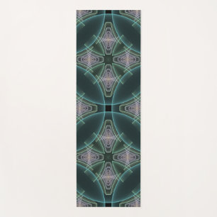 Moderne Aquamarine geometrische Fraktal-Grafik Yogamatte
