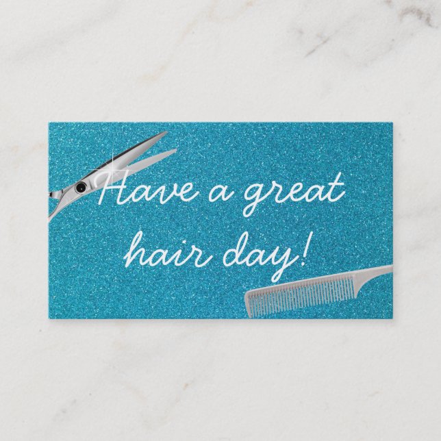 Moderne Aquamarine Glitzer Hair Stylist Business C Visitenkarte (Vorderseite)