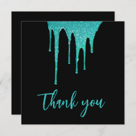 Moderne Aquamarine Glitzer Tropfen Sweet 16 Birthd Dankeskarte