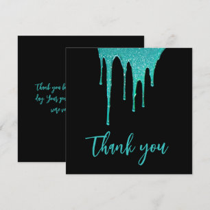 Moderne Aquamarine Glitzer Tropfen Sweet 16 Birthd Dankeskarte