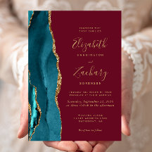 Moderne Aquamarine Gold Agate Burgundy Hochzeitsei