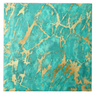 Moderne Aquamarine Gold Imitate Glitzer Keramik Ti Fliese