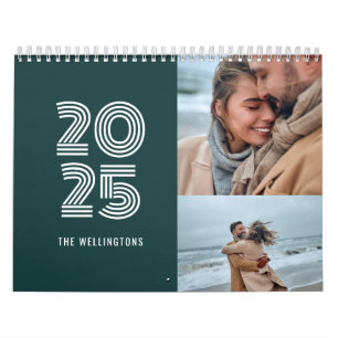 Moderne Aquamarine grüne Bold Typografy 3 Foto Kalender