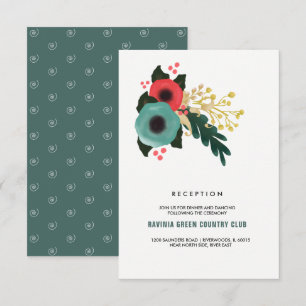 Moderne Aquamarine Hochzeitsempfangskarten mit Blu Einladung