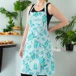 Moderne aquamarine Meeresschildkröten Schürze<br><div class="desc">Moderne,  aquamarin blaue Meeresschildkröten mit einem eleganten Monogramm,  der blaue Hintergrund ist essbar.</div>